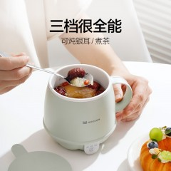 磨客养生壶 热牛奶杯 办公静音养生杯0.5L 煮茶花茶银耳暖奶 小型便携烧水壶办公室烧水杯 炖煮壶 浅杉绿 （送勺子）MK-383 白/绿/黄/粉