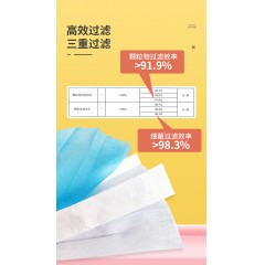 中体倍力 9500-H2 儿童款 一次性防护口罩（耳戴式）5包（10枚/包）蓝色（新疆，西藏，青海，贵州不发货）