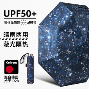 Knirps C051 德国手动三折晴雨两用伞 波点黑95 8051 4901