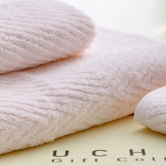 内野UCHINO  流动波纹系列两件套礼盒( 面巾-2)粉色/蓝色34*72cm*90g