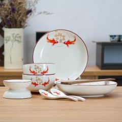 芈瓷 吉祥富鱼十件套餐具 MC-FY1029C
