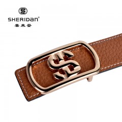 Sheridan喜来登皮带男 牛皮商务自动扣青年腰带裤带 土黄色