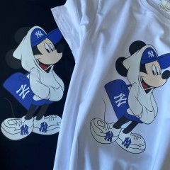 MLB   夏情侣款卡通米老鼠短袖T恤   黑色/白色  S-2XL  下单请备注颜色尺码