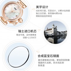 宾爵（BEGEEL）手表朝阳之花瑞士进口机芯时尚百搭简约轻奢女士石英女士腕表 B9161L玫壳贝面钢带