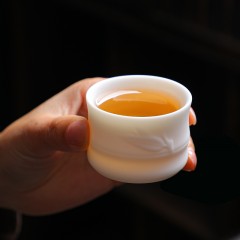 集采 拓牌 素烧羊脂玉瓷  （竹韵壶）茶具套装 绿皮箱款 11头
