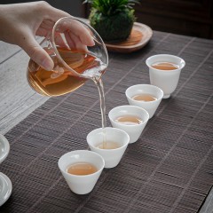 集采 拓牌 羊脂玉瓷快客杯 -玻璃茶海（配主人杯）茶具礼盒8头 红色/灰色/白色  可选下单备注礼盒颜色