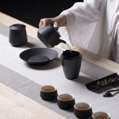 万仟堂 汉风候02·成套 茶具套装（1壶1承6杯1海1茶叶罐）黑铁釉