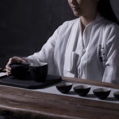 万仟堂 四方团圆·成套 茶具套装（1壶1海4杯1茶盘）黑铁釉