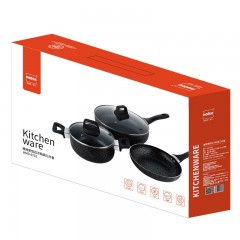 赫曼德 雅致麦饭石不粘锅三件套 HMD-9731
