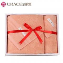 洁丽雅 Grace毛巾一浴一面-倒叙时光JLY-DX06955 33*72cm+70*140cm橘/棕/蓝/灰 颜色随机发