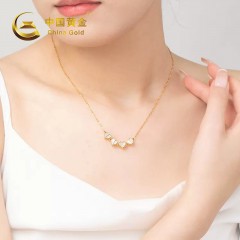 中国黄金 S925银镶贝母锆石一款两戴四叶草套链ZGHJ220810