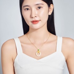 中国黄金 S925银镶和田玉事事如意平安扣吊坠（送S925银链）ZGHJ211438