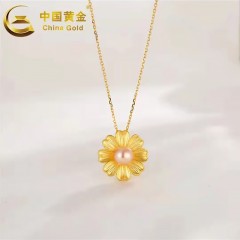 中国黄金 5D足金花瓣珍珠吊坠 ZGHJ211174