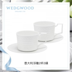 WEDGWOOD威基伍德 玮致活意大利浮雕2杯2碟组盒套装1052874*2 咖啡杯 骨瓷 4571165379943