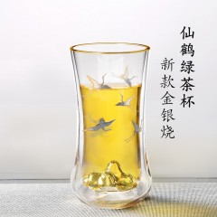 个杯堂 金银烧仙鹤双层玻璃杯-自在 280ml