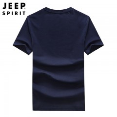JEEP吉普新款男士短袖T恤圆领棉质透气弹力时尚青年T恤衫JPCS0019HX 酒红/黑色/深灰/藏青/花灰/宝蓝/红色/白色  M-4XL  下单请备注颜色尺码