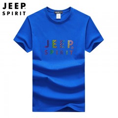 JEEP吉普新款男士短袖T恤圆领棉质透气弹力时尚青年T恤衫 JPCS0015HX  酒红/黑色/深灰/藏青/花灰/宝蓝/红色/白色    M-4XL  下单请备注颜色尺码