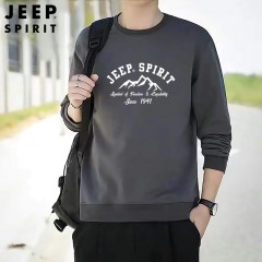 JEEP吉普新款男士套头卫衣圆领宽松透气大码男装休闲卫衣打底衫 JPCS358B 白色 /藏青 /黑色/ 卡其 /深灰 L-5XL 下单请备注颜色尺码