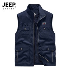 JEEP吉普新款男士户外马甲速干多袋大码男装钓鱼摄影马甲坎肩 JPCS2268AJ 深蓝/ 黑色 /军绿 /卡其   M-5XL 下单请备注颜色尺码