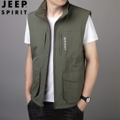 JEEP吉普新款男士户外马甲双面穿多袋钓鱼摄影坎肩大码男装 JPCS7169HL 黑色/ 卡其 /深蓝/军绿 /深灰 M-5XL 下单请备注颜色尺码