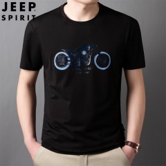 JEEP吉普新款男士短袖T恤圆领印花透气宽松大码休闲T恤衫 JPCS2819YL 紫色 /绿色 / 蓝色 /黑色/ 白色 M-3XL  下单请备注颜色尺码