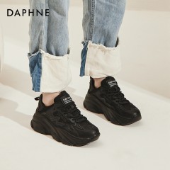 达芙妮Daphne 网面透气小白鞋女夏季运动女鞋爆款厚底增高老爹鞋 4023101343 黑色115/米色230  尺码35-40 下单请备注颜色尺码