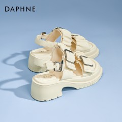 达芙妮Daphne 小众设计感厚底罗马凉鞋女夏季时尚外穿网红沙滩鞋 4023303111 黑色115/米色230 尺码35-40 下单请备注颜色尺码