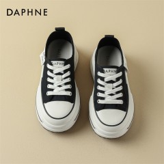 Daphne/达芙妮爆款推荐厚底小白鞋女鞋子新款休闲增高帆布鞋 4023101461 黑色115/白色101/粉色112/紫色116 尺码35-40 下单请备注颜色尺码