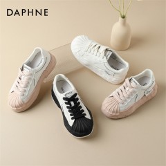 达芙妮Daphne 溶解厚底小白鞋女夏季新款贝壳头百搭休闲板鞋 4023404015 黑色115/白色101/粉色112  尺码35-40 下单请备注颜色尺码