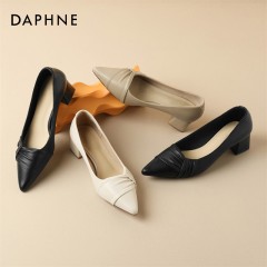 Daphne/达芙妮浅口单鞋女夏季新款软底防滑瓢鞋不累脚上班鞋4023404008 黑色115/米色230/杏色146  尺码35-40 下单请备注颜色尺码