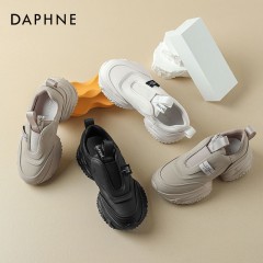 达芙妮Daphne 轻便老爹鞋女真皮显脚小运动鞋松糕厚底增高小白鞋 4023404020 黑色115/米色230/浅灰214尺码35-40 下单请备注颜色尺码