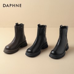 Daphne/达芙妮新款马丁靴女韩版时尚英伦风百搭厚底显瘦短靴4023605004 黑色115/棕色105  尺码35-40 下单请备注颜色尺码