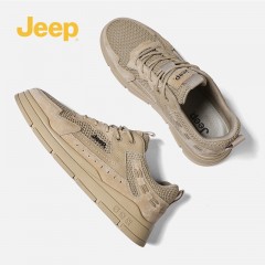 JEEP吉普男鞋运动鞋真皮板鞋男款春秋款休闲鞋子 C222M01157 沙色/土黄 尺码38-44 下单请备注颜色尺码