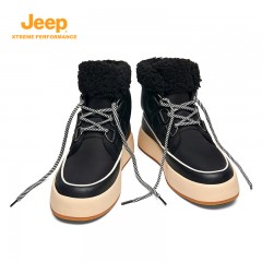 JEEP吉普雪地靴男冬季新款加绒保暖东北棉鞋男士皮毛一体高帮马丁靴男 P141591268 卡其色/黑色 尺码39-45 下单请备注颜色尺码