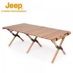 Jeep吉普户外榉木蛋卷桌自驾露营便携式野餐桌防刮耐用折叠桌子 J133079002 尺寸120*60*43CM