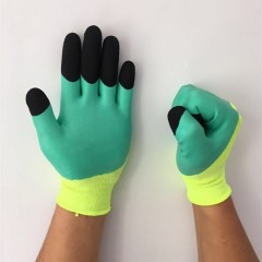 俊毅 13针尼龙发泡耐磨透气舒适加强指半挂柔软劳保手套 12双装