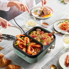 小熊（Bear）多功能料理锅烤涮一体锅电火锅电热锅电火锅烤肉锅电煎锅火锅炉小锅煎煮DKL-C12J5   6940971223661