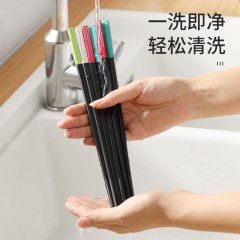 美丽雅 合金筷子家用防霉分餐5双长24cm炫彩5色87194