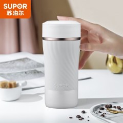 苏泊尔（SUPOR）保温杯钛+保温泡饮杯男女士高档商务车载便携杯双层大口设计泡茶杯360ml KC36FY10 珍珠白6950885591701 琥珀棕6950885591718