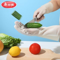 美丽雅白丁腈耐用加长手套（1双入）*2包 HC075016 均码  长约33cm 6923074075016
