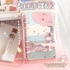 魔卡 MOKA粉粉活页夹女生笔记本MK-6-3-1 麦宝日记-穿衣/麦宝日记-野餐/蜜桃果汁-粉白/蜜桃果汁-格子/蜜桃果汁-可爱100% 可选下单备注类型