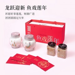 鱼戏 鲜藕粉满陇糖桂花组合礼盒装（2罐藕粉*600g+2瓶糖桂花*300g 4个红包）