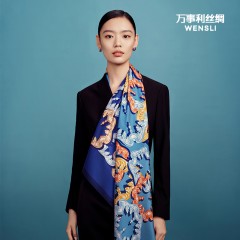 万事利丝巾大方巾玉锁芳华  蓝粉 / 粉黄 / 米蓝可选 下单备注颜色