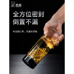 希诺玻璃杯单层加厚大容量家用透明杯子办公便携轻奢泡茶水杯 XN-1206S 530ml