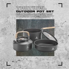 错山 户外锅具套装  MP420（ 煮锅17*10cm+烧水壶15*8cm+煎锅18*4cm）6975604610426