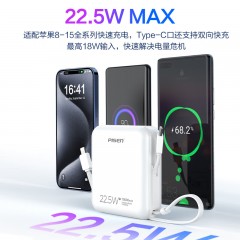 品胜 移动电源22.5W正方形双快充线数显快充电宝10000mAh TP-D081 颜色随机发