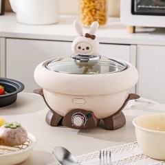 ERNTE昂特小绿锅 电火锅 电热锅 电煎锅平底锅 多功能锅适合1~2人 宿舍 家庭用 3秒加热 德国小绿锅 2L 兔子锅【含蒸架+不含煎盘】