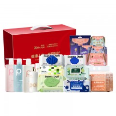 答菲福气多多组合A（湿巾90片+湿厕纸100片+厨房湿巾80片+乳霜纸200抽+婴儿湿巾80片+绵柔巾80片+护垫20片+卫生巾22片+安睡裤2片+洗发露800ml+护发素800ml+沐浴露800m）