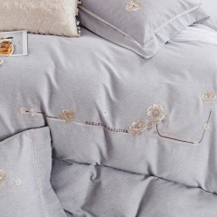 悠梦嘉居 YJ1569 轻奢全棉磨毛刺绣四件套 200x230 典雅灰（内蒙、新疆、西藏、青海、宁夏、甘肃运费另算）