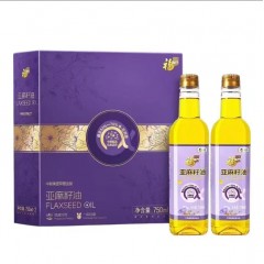 中粮福临门一级压榨亚麻籽油750ml*2礼盒装